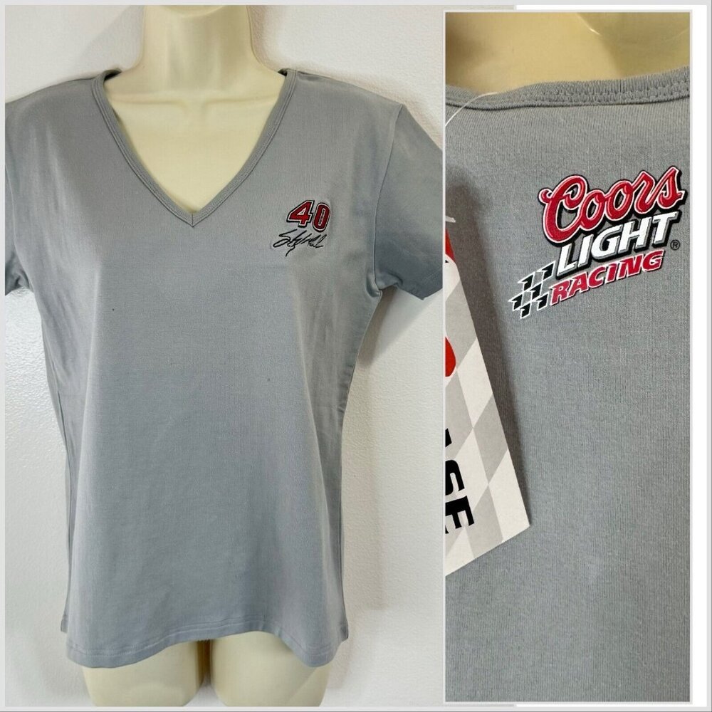 Vintage NWT Chase Nascar T-shirt Womens XL Sterling Marlin #40 Coors Light Gray